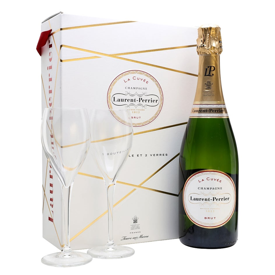 Laurent Perrier Grand Brut NV 750ml + 2 Flutes Gift Box