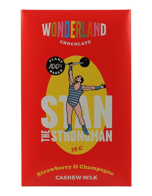 Stan the Strongman Strawberry Vegan Cashew Milk Chocolate - Wonderland Co 75gm